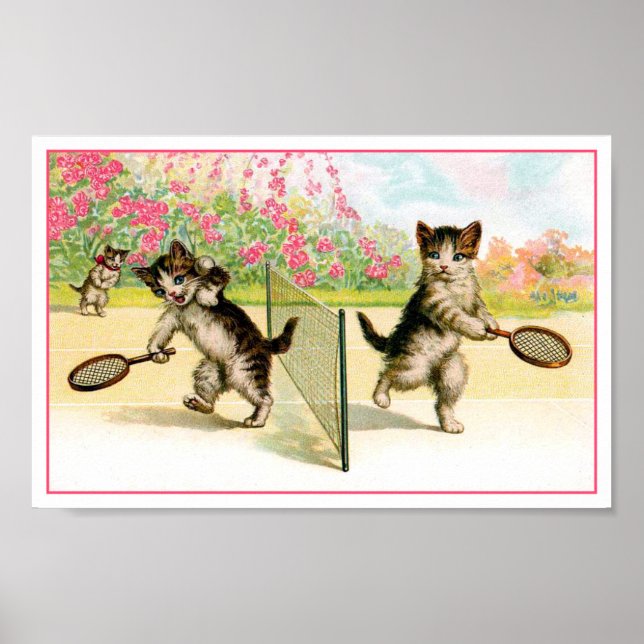 Print: Badminton Kittens Vintag Art Poster (Vorne)