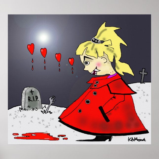 Print "Bite Size in The Graveyard" - von Kev Moore Poster (Vorne)