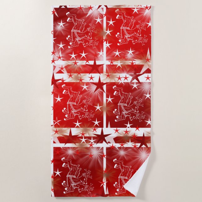 Print,custom,template,rot,modern,Weihnachten,fun, Strandtuch (Vorderseite)