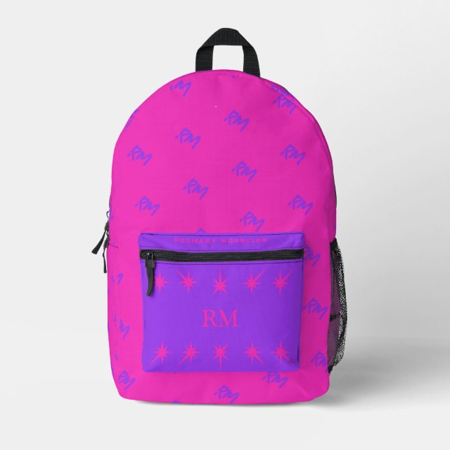 Print Cut Nähen Beutel Mädchen Fuchsia und rosa Mo Bedruckter Rucksack (Vorderseite)