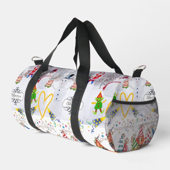 Print Cut Nähtasche Duffel Frohe Weihnachten Gebur Duffle Bag (Rechte Ecke)