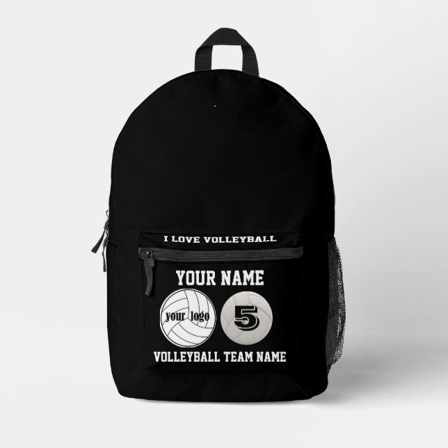 Print Cut Nähtaschen Mädchen Volleyball Schwarz-we Bedruckter Rucksack (Vorderseite)