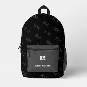 Print Cut Sew Bag schwarz grau Monogramm Bedruckter Rucksack
