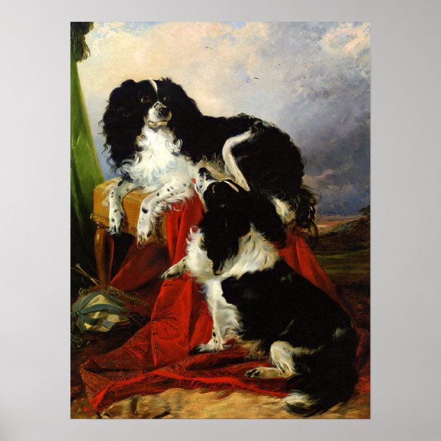 Print: King Charles Spaniels - Richard Ansdell Poster (Vorne)