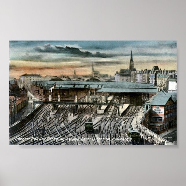 Print - Newcastle-upon-Tyne Railway Junction Poster (Vorne)