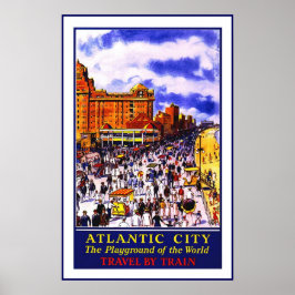 Print Retro Vintage Image Travel Atlantic City Poster