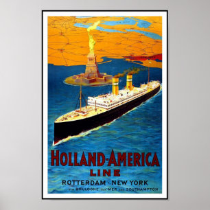 Print Retro Vintage Image Travel Holland - Amerika Poster