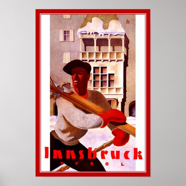 Print Retro Vintage Image Travel Innsbruck Ski Poster (Vorne)
