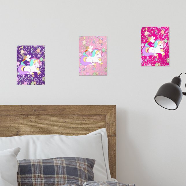 Print Set  Pink & White Stripe Unicorn  (Schlafzimmer)