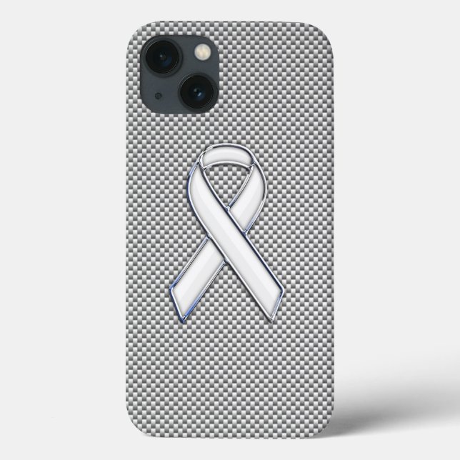 Print "White Ribbon Awareness Carbon Fibre" Case-Mate iPhone Hülle (Rückseite)
