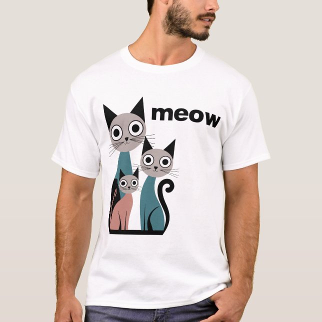 Print with cats, meow T-Shirt (Vorderseite)