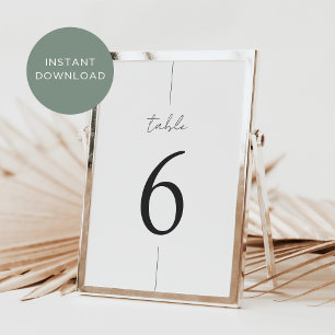 Printable 12x18 Modern Minimal Script Tischnummer