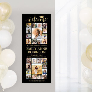 Printable Abschluss Welcome Collage Black & Gold Poster