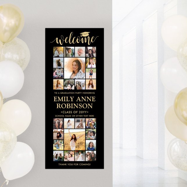 Printable Abschluss Welcome Collage Black & Gold Poster (Von Creator hochgeladen)