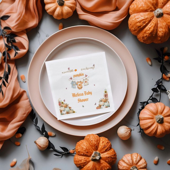 Printable Autumn Sweet Little Pumpkin Baby Shower Serviette (Von Creator hochgeladen)