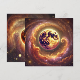 Printable Autumnal Galaxy Harvest Moon Scrapbook Einladung