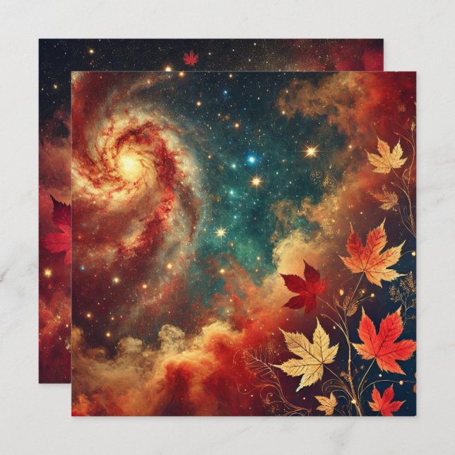 Printable Autumnal Galaxy Nebula Clouds Scrapbook Einladung (Vorne/Hinten)