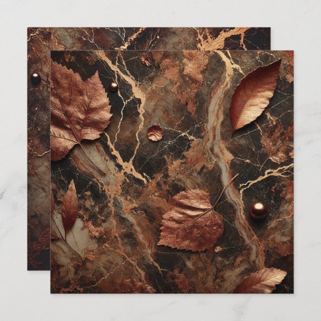 Printable Autumnal Marble Earthy Brown Scrapbook Einladung (Vorne/Hinten)