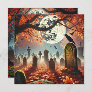 Printable Autumnal Whimsigoth Graveyard Scrapbook Einladung