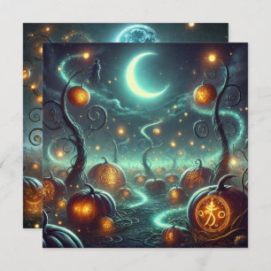 Printable Autumnal Whimsigoth Pumpkins Scrapbook Einladung