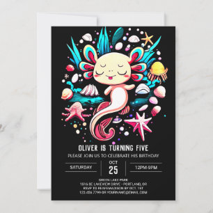 Printable Axolotl Custom Geburtstag Einladung