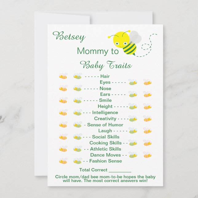 Printable Baby Shower Game Baby Tracks Karten (Vorderseite)
