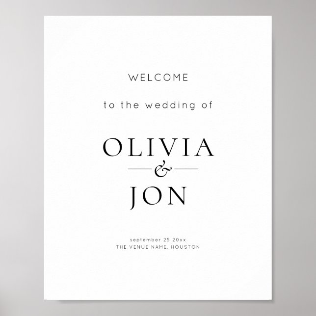 Printable Black and White Wedding Welcome Sign Poster (Vorne)