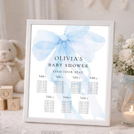 Printable Blue Bow Baby Shower Seating Chart Poster