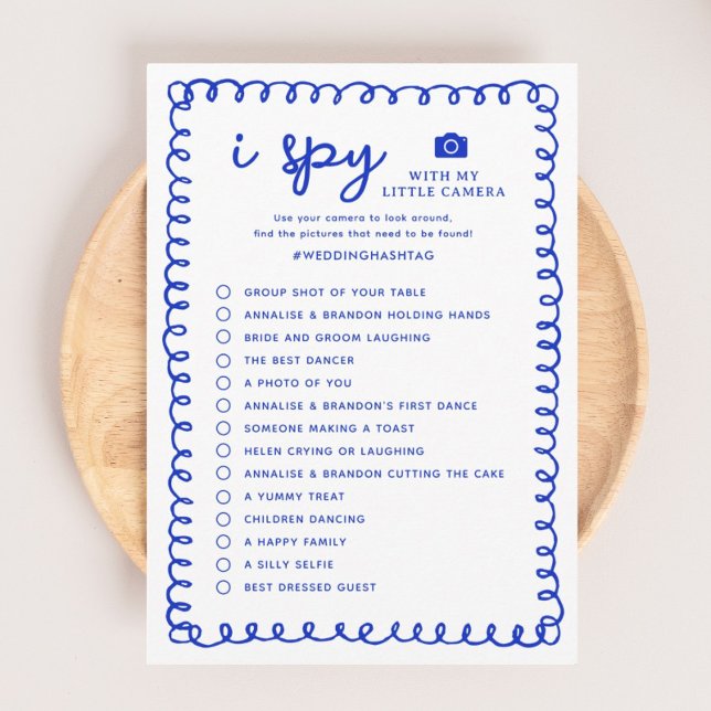 Printable Blue I Spy Wedding Foto Hunt Game Programm (Von Creator hochgeladen)