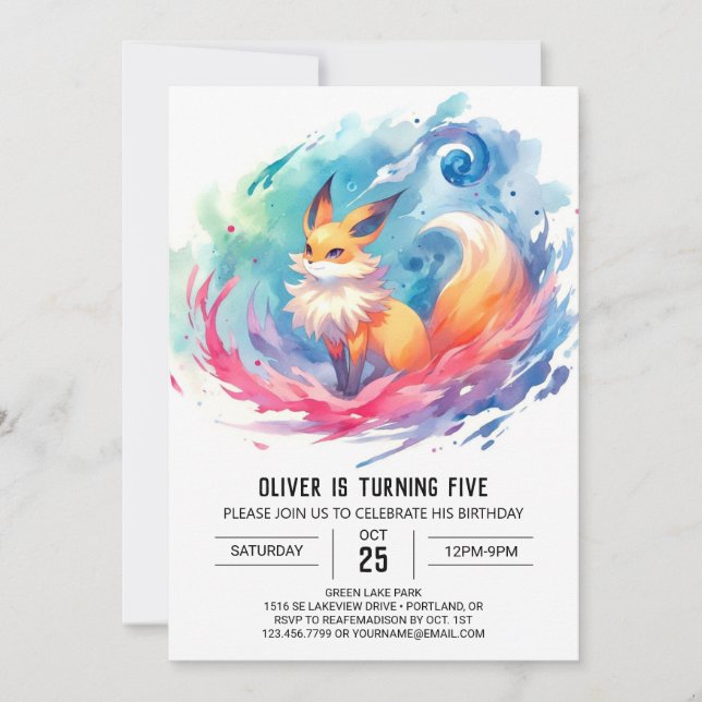 Printable Bohemisch Fox Birthday Einladung (Vorderseite)