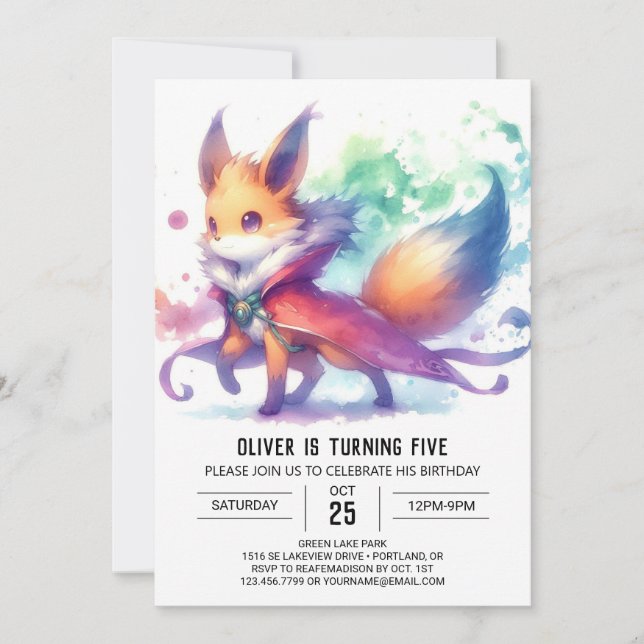 Printable Bohemisch Fox Birthday Einladung (Vorderseite)