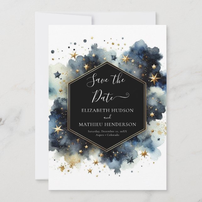 Printable Boho Celestial Wedding Save The Date (Vorderseite)