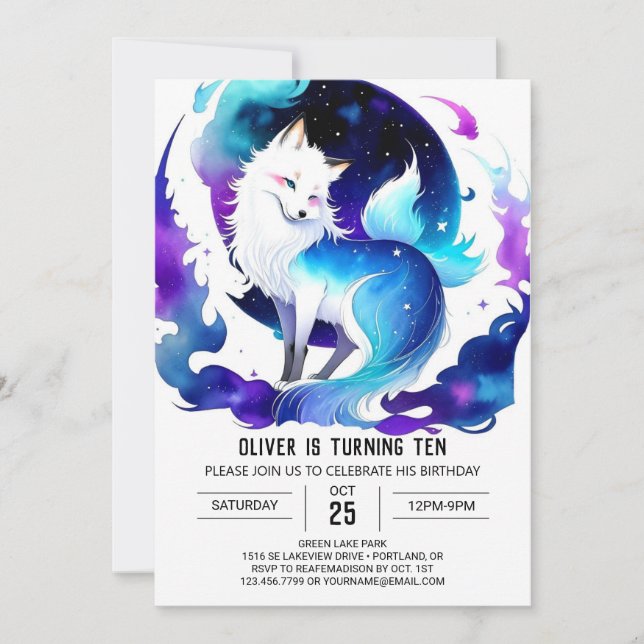 Printable Boho Fox Birthday Einladung (Vorderseite)