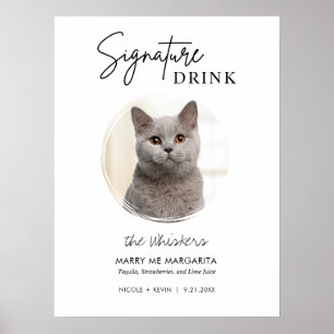 Printable Cat Wedding Signature Drinks Bar Sign Poster
