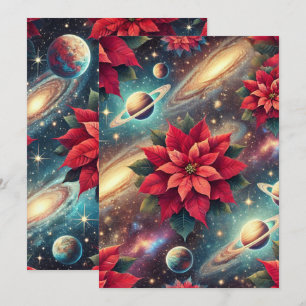 Printable Celestial Poinsettia Pattern Scrapbook Einladung