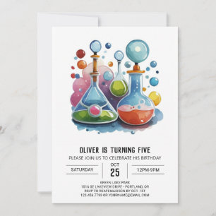 Printable Chemical Whimsy Scientist zum Geburtstag Einladung