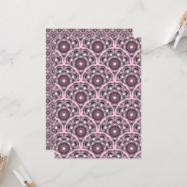 Printable Cherry Blossom Art Deco Scrapbook Einladung (Vorderseite/Rückseite Beispiel)