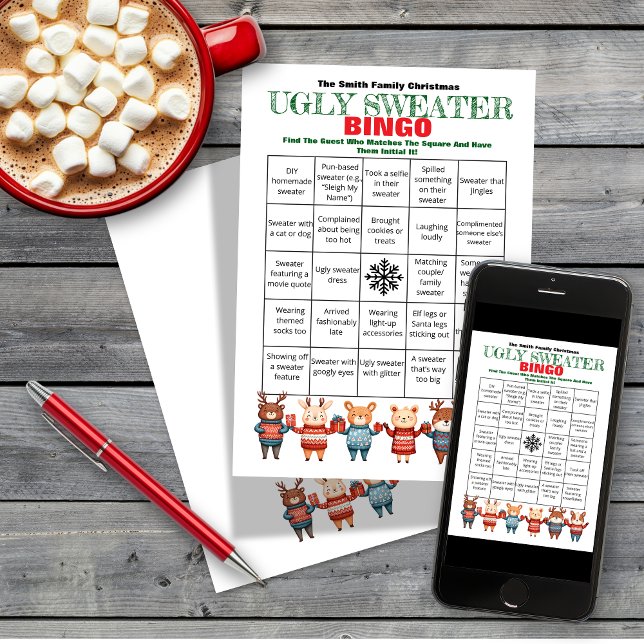 Printable Christmas Bingo-Ugly Sweater Party Game Einladung (Von Creator hochgeladen)