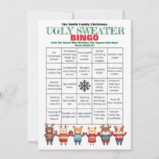 Printable Christmas Bingo-Ugly Sweater Party Game Einladung