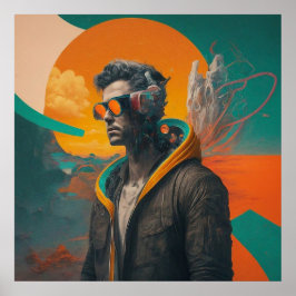 Printable Coole Collage Art Ein Mann erscheint Poster