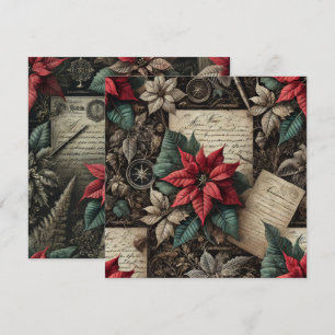 Printable Dark Academia Poinsettia Stationery Einladung