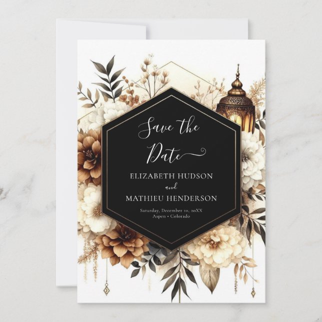 Printable Earthy Rustic Wedding Save The Date (Vorderseite)