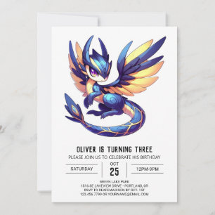 Printable Enchanted Dragon Birthday Einladung