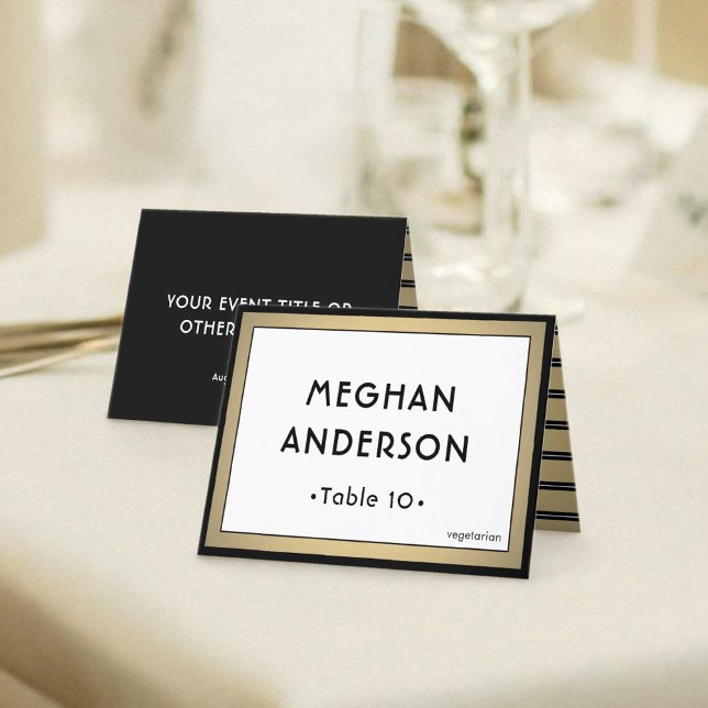 Printable Escort Card - Modern Black and Gold Karte (Von Creator hochgeladen)