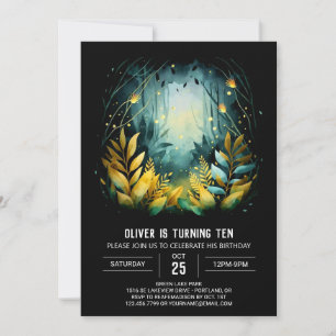 Printable Fireflies Pastel Woodland Geburtstag Einladung
