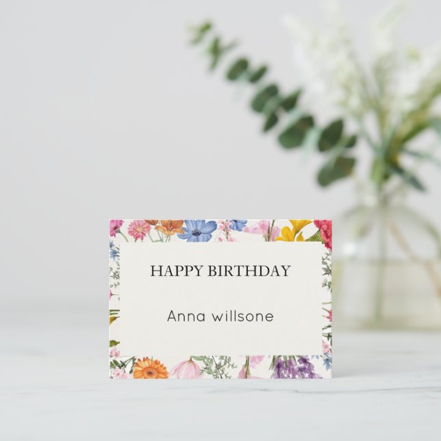 Printable Floral Birthday Card | Instant Download Begleitkarte (Stehend Vorderseite)