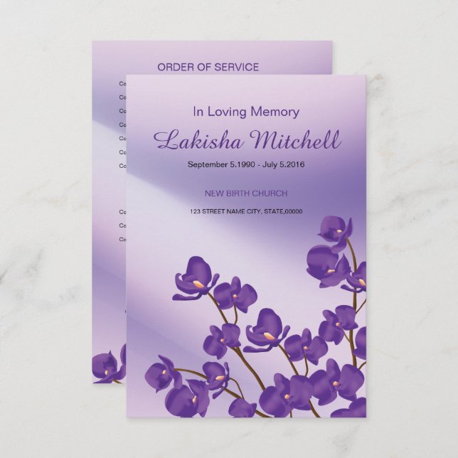 Printable Floral Funerary Programmkarte Einladung (Vorne/Hinten)