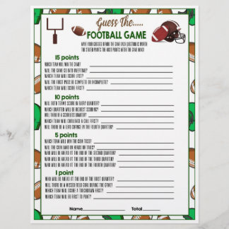 Printable Football Guessing Game Idea for Kids Briefbogen