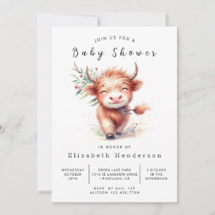 Printable Fun Classic Cow Baby Dusche Einladung