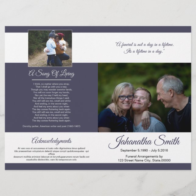 Printable Funeral Program Template (Vorderseite)